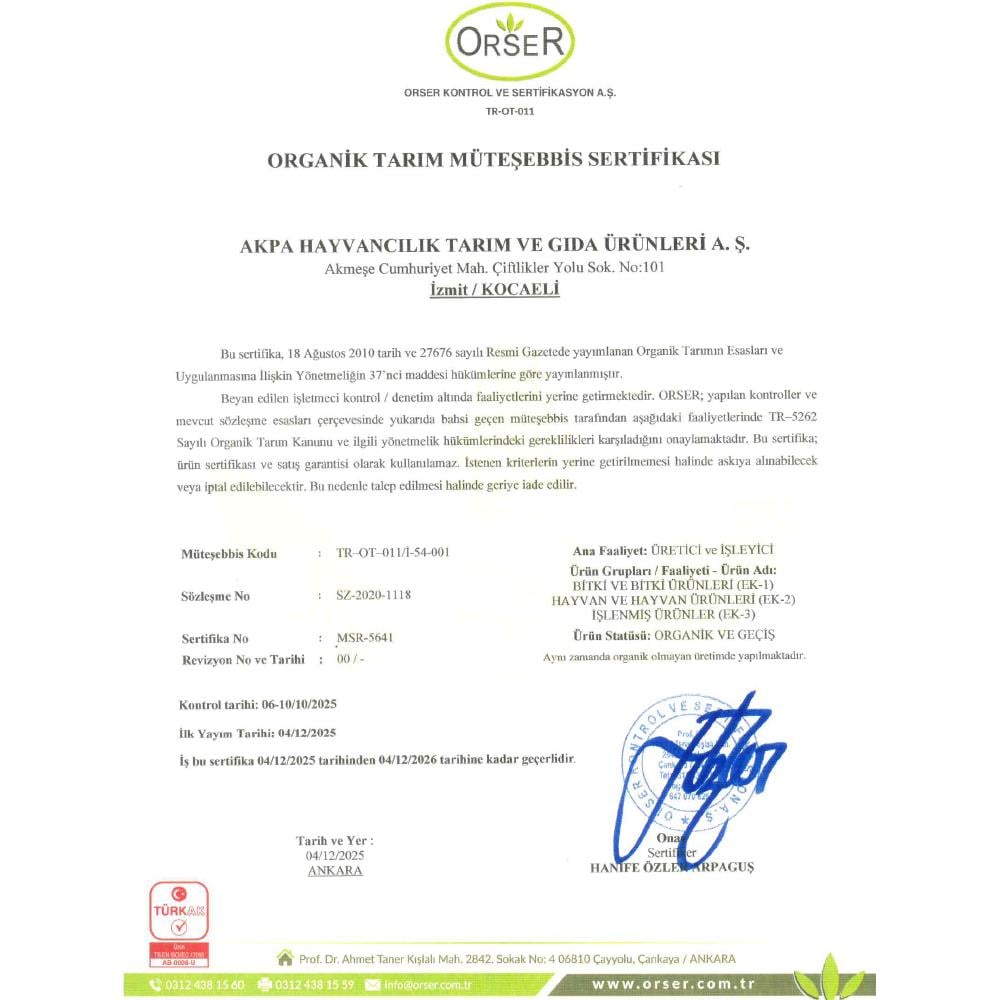 Organik Simental Çiğ Süt  (1 litre) Akmeşe