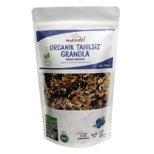 Organik Tahılsız Yaban Mersinli Granola (250 gr) Mandel