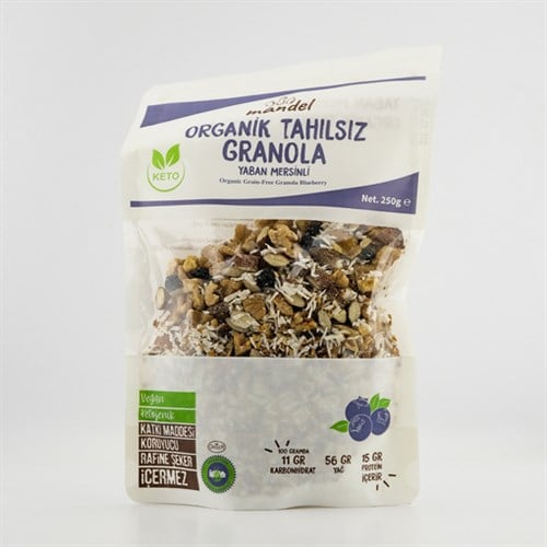 Organik Tahılsız Yaban Mersinli Granola (250 gr) Mandel