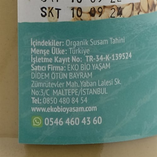 Organik Tahin (300 gr) Bio Yaşam