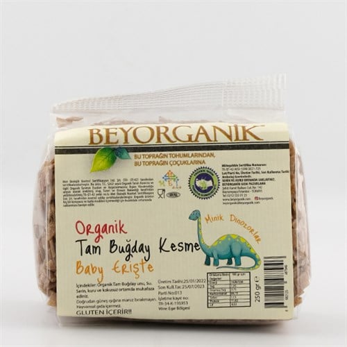 Organik Tam Buğday Kesme Baby Erişte (250 gr) Beyorganik