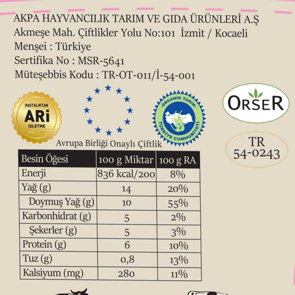 Organik Tam Yağlı Labne Peyniri (200 gr) Akmeşe