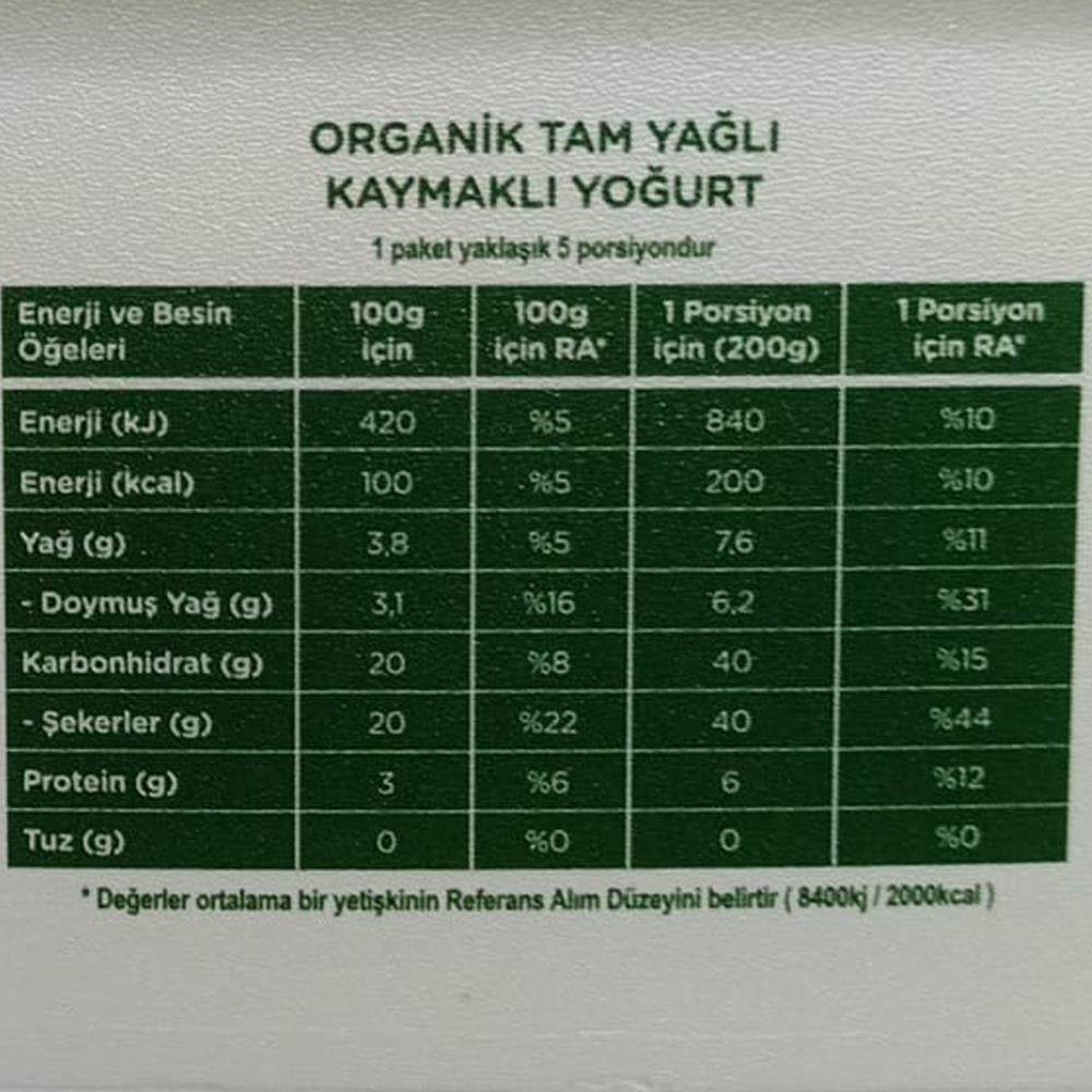 Organik Tam Yağlı Tava Yoğurt (900 gr) Orvital