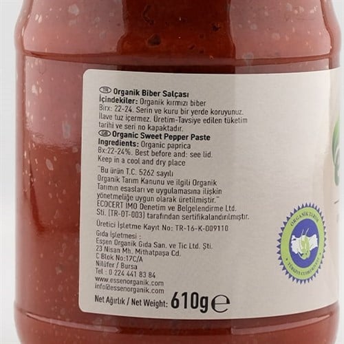 Organik Tatlı Biber Salçası (610 gr) Essen