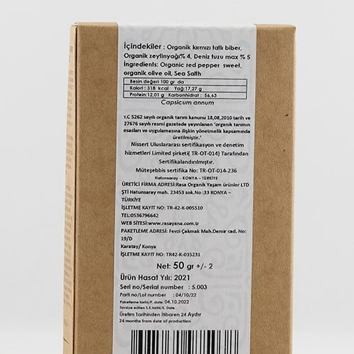 Organik Tatlı Kırmızı Pul Biber (50 gr) Rasayana