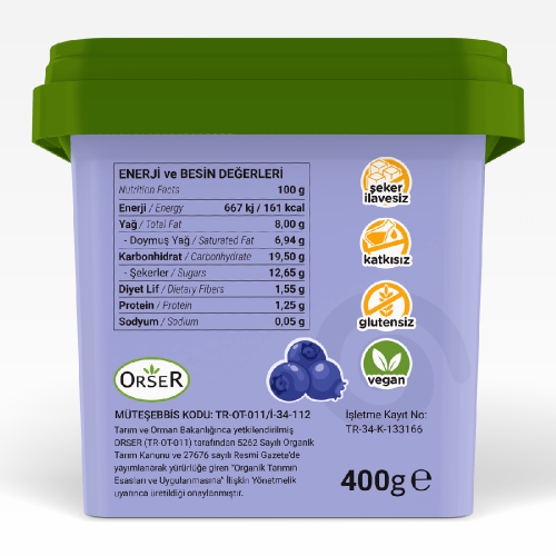 Organik Yaban Mersinli Vegan Dondurma (400 gr) Baldo