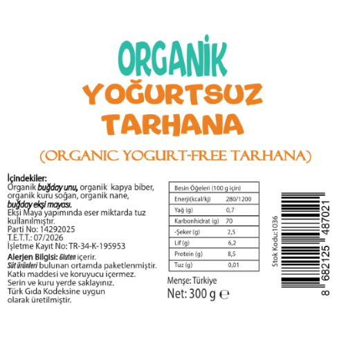 Organik Yoğurtsuz Vegan Tarhana (300 gr) Beyorganik