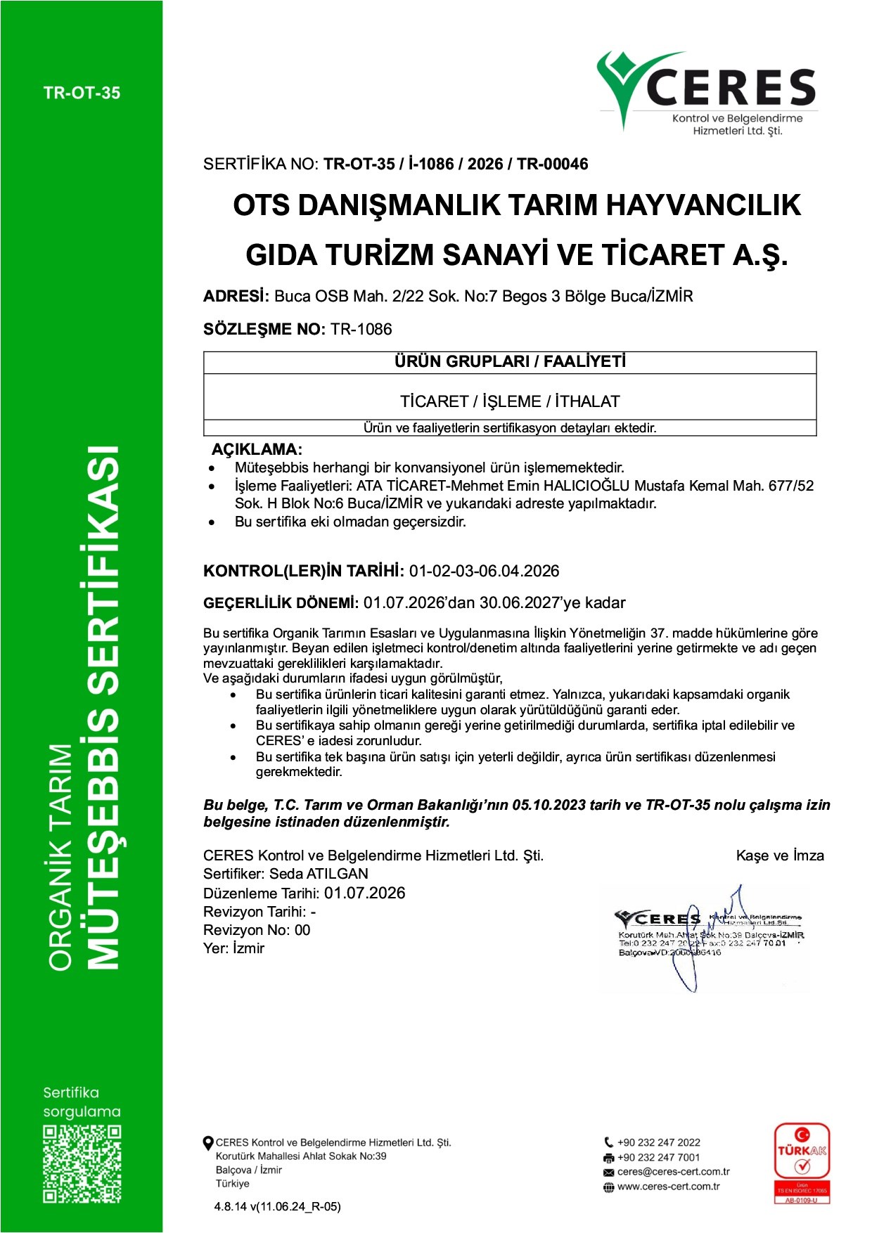 Organik Yulaf Ezmesi (400 gr) OTS