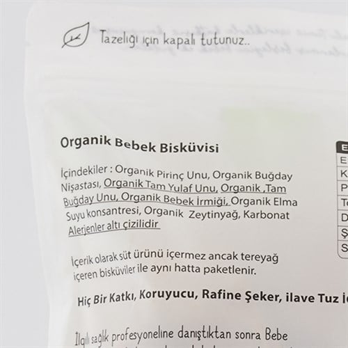 Organik Zeytinyağlı Bebek Bisküvisi +6 ay(300 gr) OG Organik