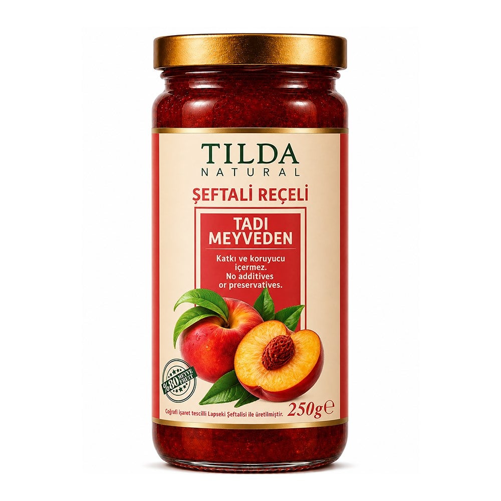 Şeftali Reçeli %80 Meyve (250 gr) Tilda