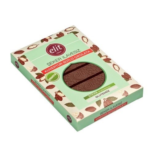 Şeker İlavesiz ve Prebiyotik Sütlü Mini Kuvertür Çikolata (250 gr) Elit