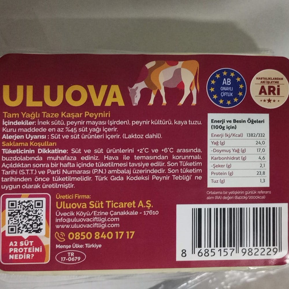 Taze Kaşar Peyniri (500 gr) Uluova