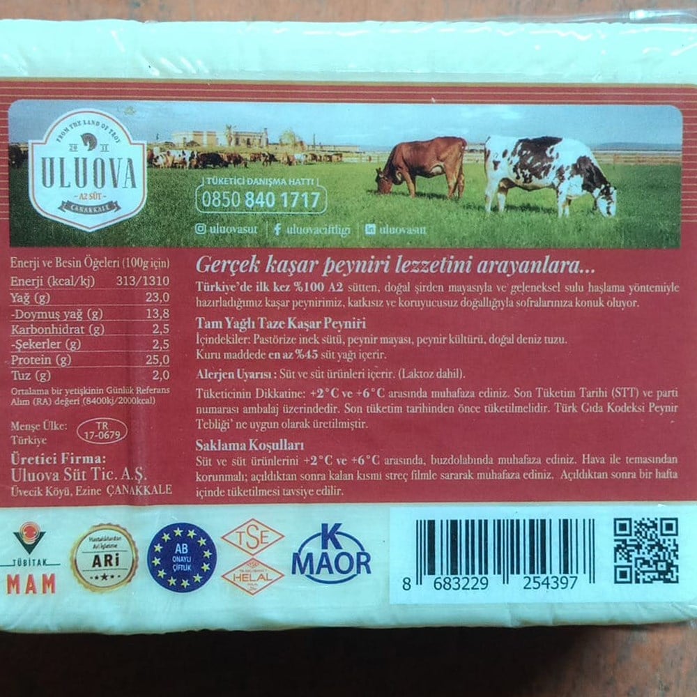 Taze Kaşar Peyniri (600 gr) Uluova