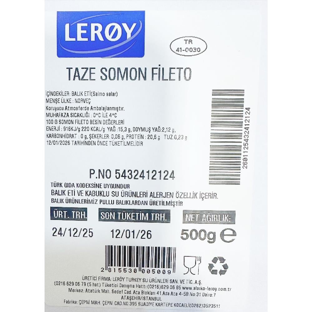 Taze Map Somon Fileto (500 gr), Leroy