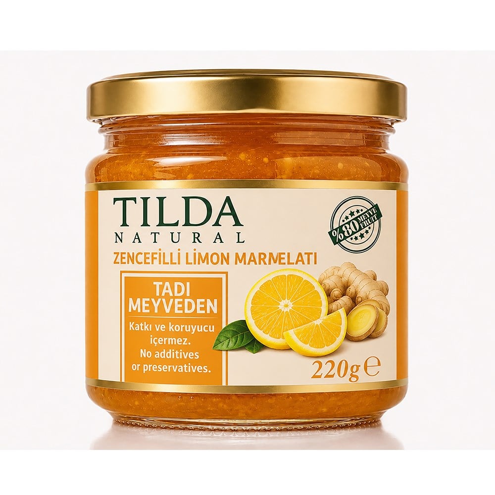 Zencefilli Limon Marmelatı %80 Meyve (220 gr) Tilda