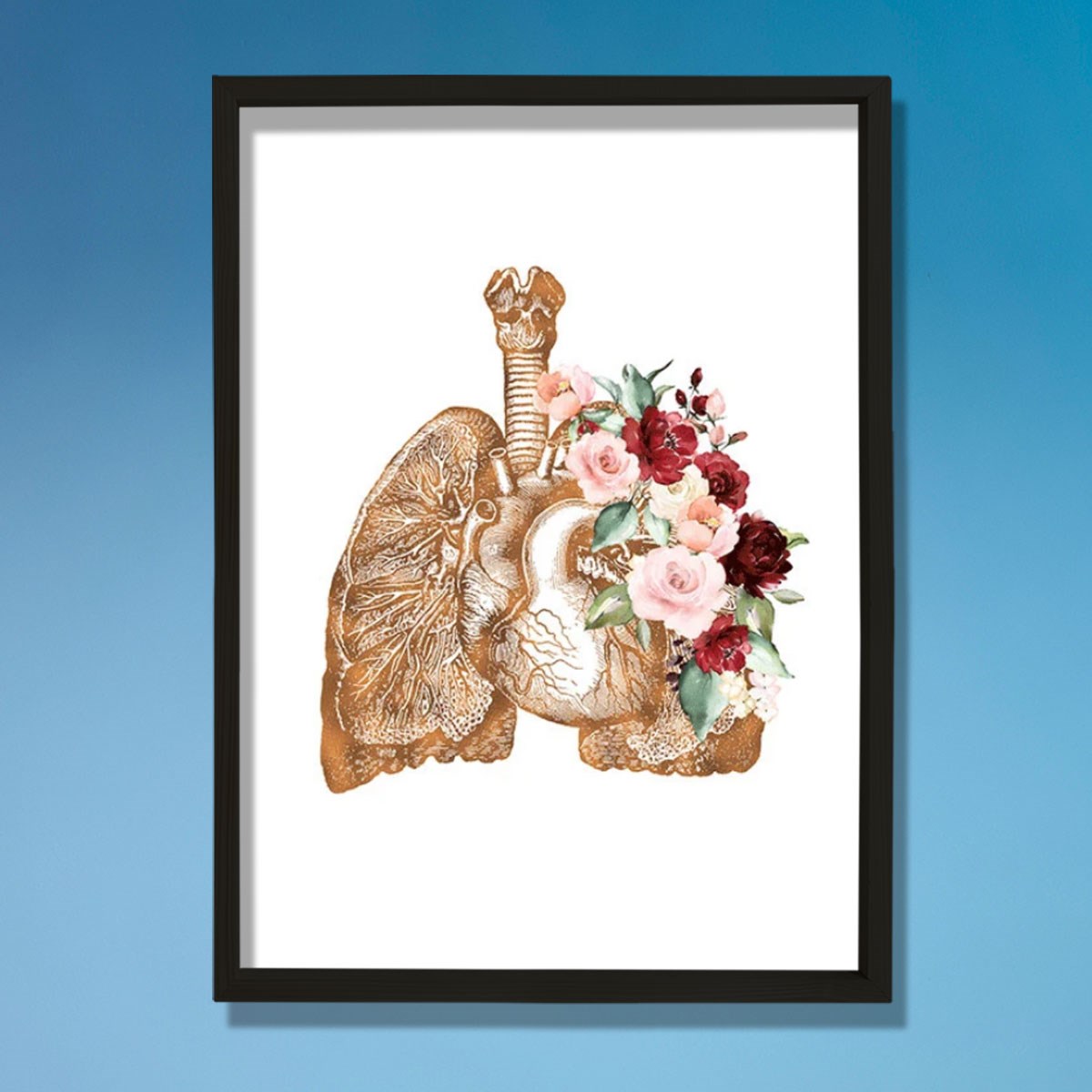 Akciğer Anatomisi Sanatı, Göğüs Cerrahisi Sanatı, Göğüs Hastalıkları Doktor Ofisi Duvar Tablosu