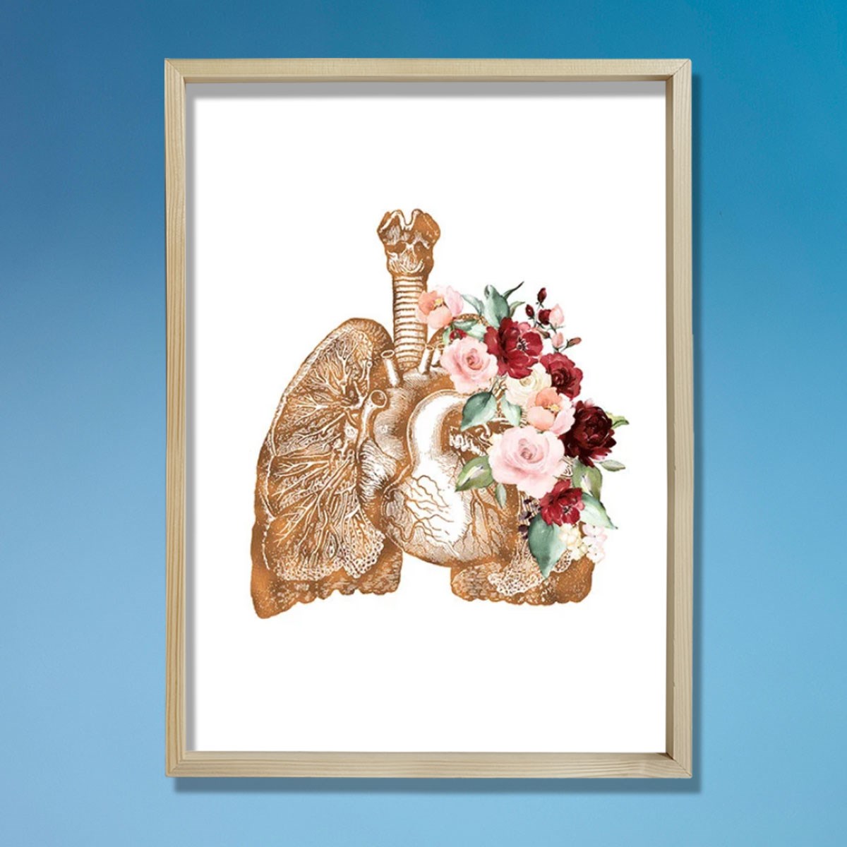 Akciğer Anatomisi Sanatı, Göğüs Cerrahisi Sanatı, Göğüs Hastalıkları Doktor Ofisi Duvar Tablosu