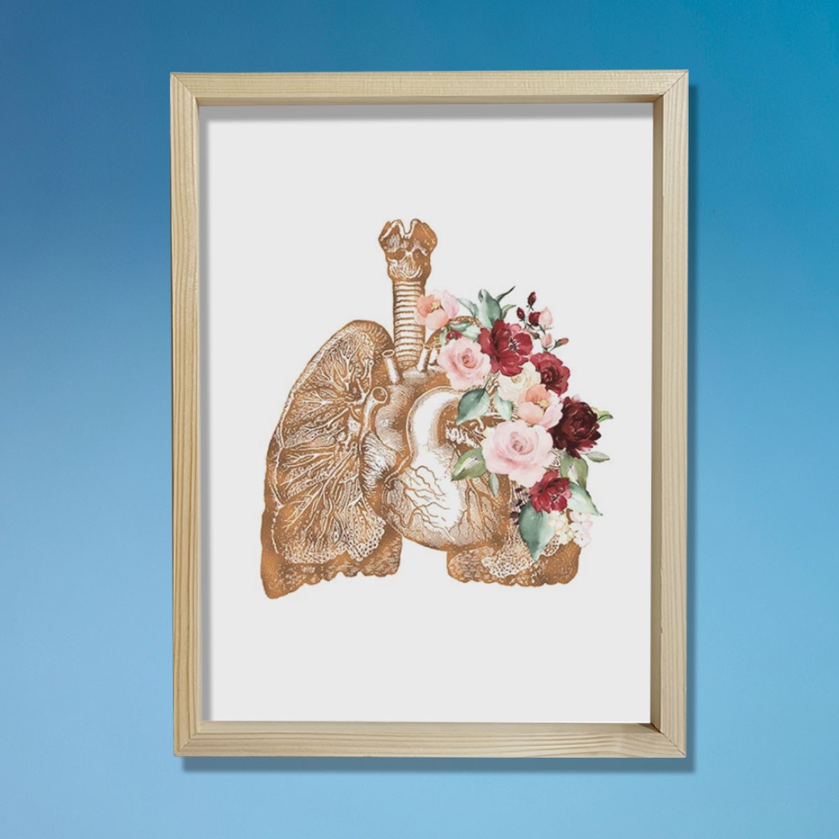 Akciğer Anatomisi Sanatı, Göğüs Cerrahisi Sanatı, Göğüs Hastalıkları Doktor Ofisi Duvar Tablosu