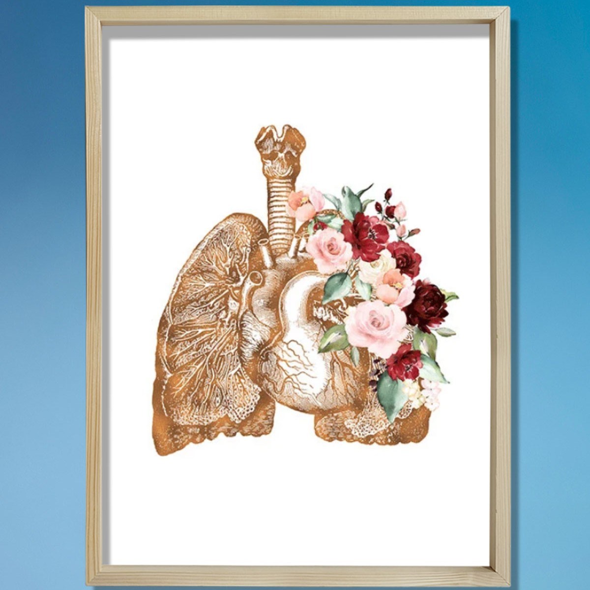 Akciğer Anatomisi Sanatı, Göğüs Cerrahisi Sanatı, Göğüs Hastalıkları Doktor Ofisi Duvar Tablosu