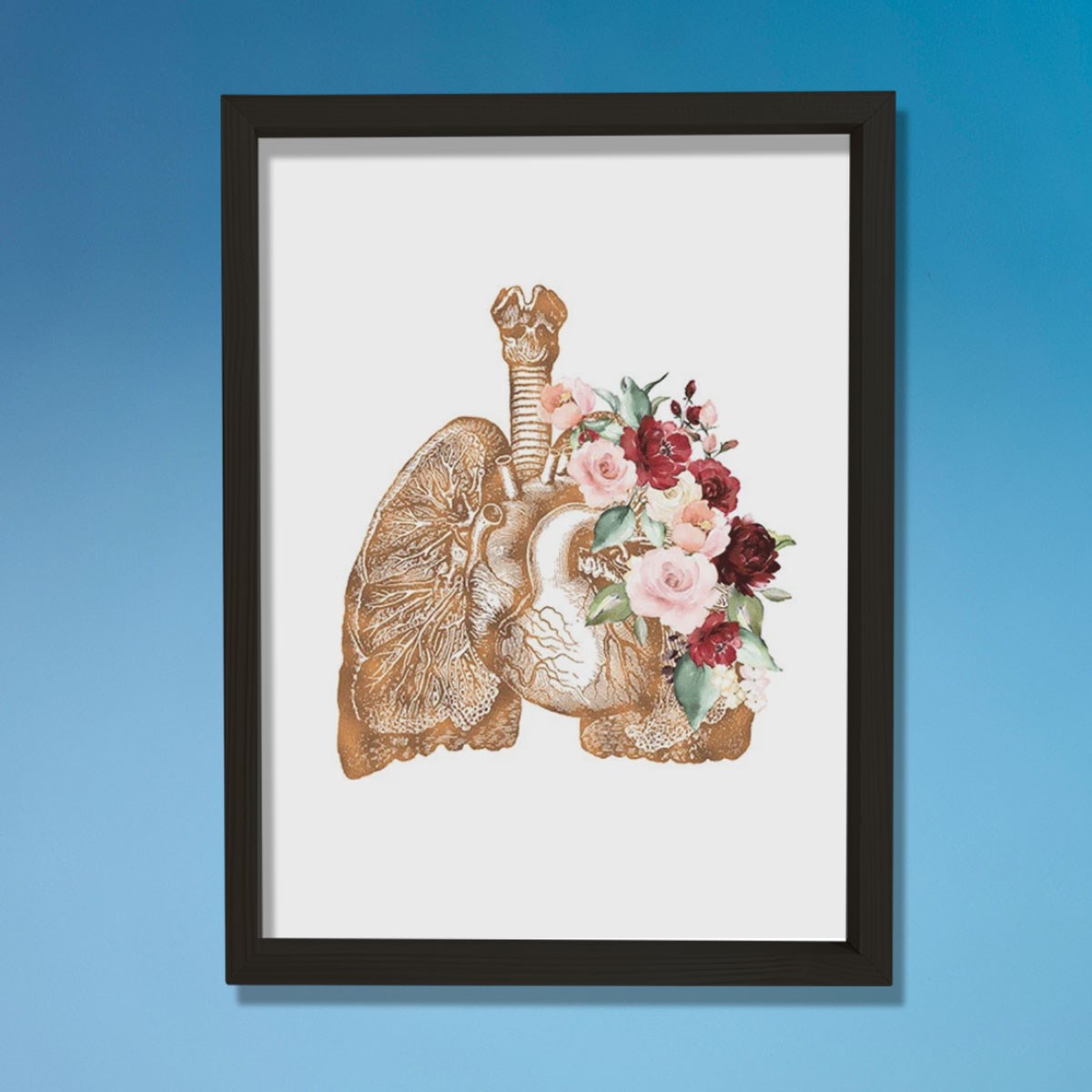 Akciğer Anatomisi Sanatı, Göğüs Cerrahisi Sanatı, Göğüs Hastalıkları Doktor Ofisi Duvar Tablosu