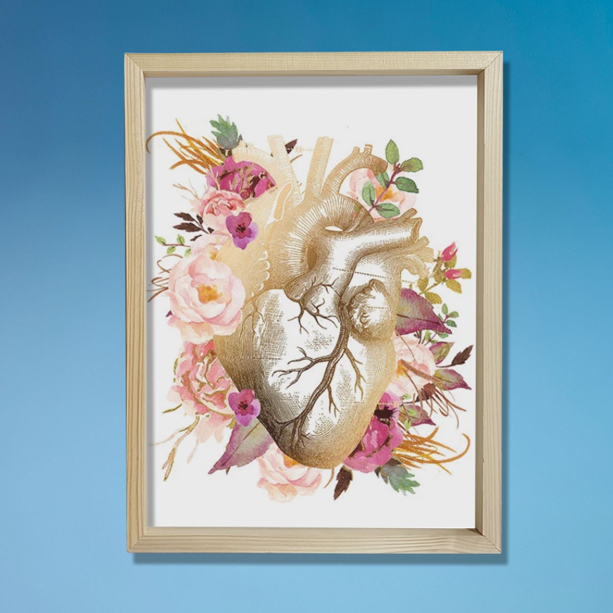 Anatomik Kalp Sanatsal Baskı, Kardiyolog Hediyesi, Doktor Ofisi Duvar Tablosu