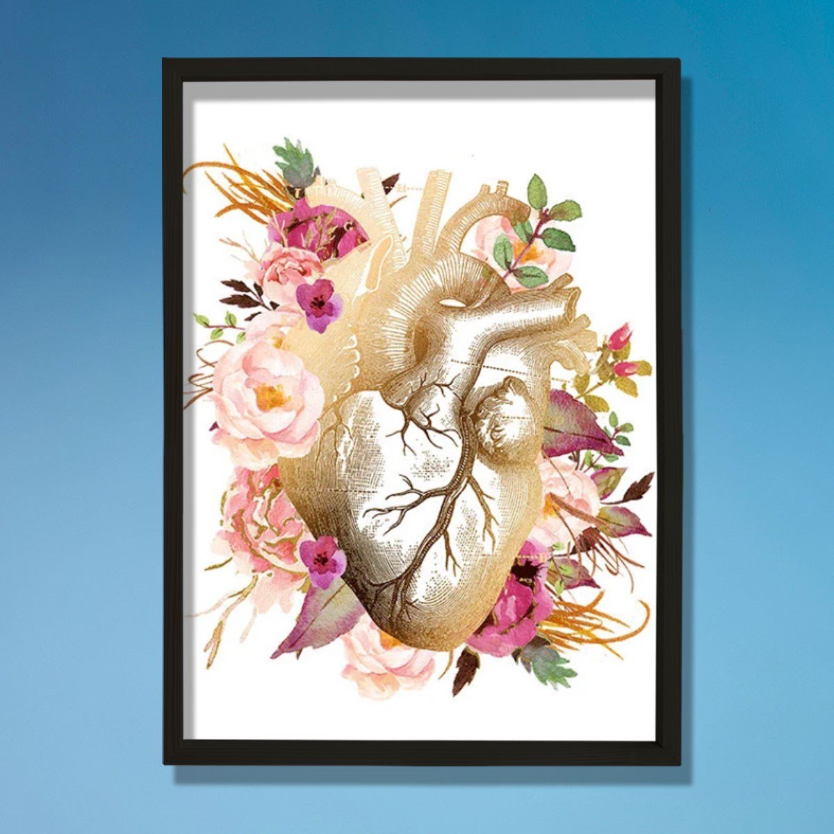 Anatomik Kalp Sanatsal Baskı, Kardiyolog Hediyesi, Doktor Ofisi Duvar Tablosu