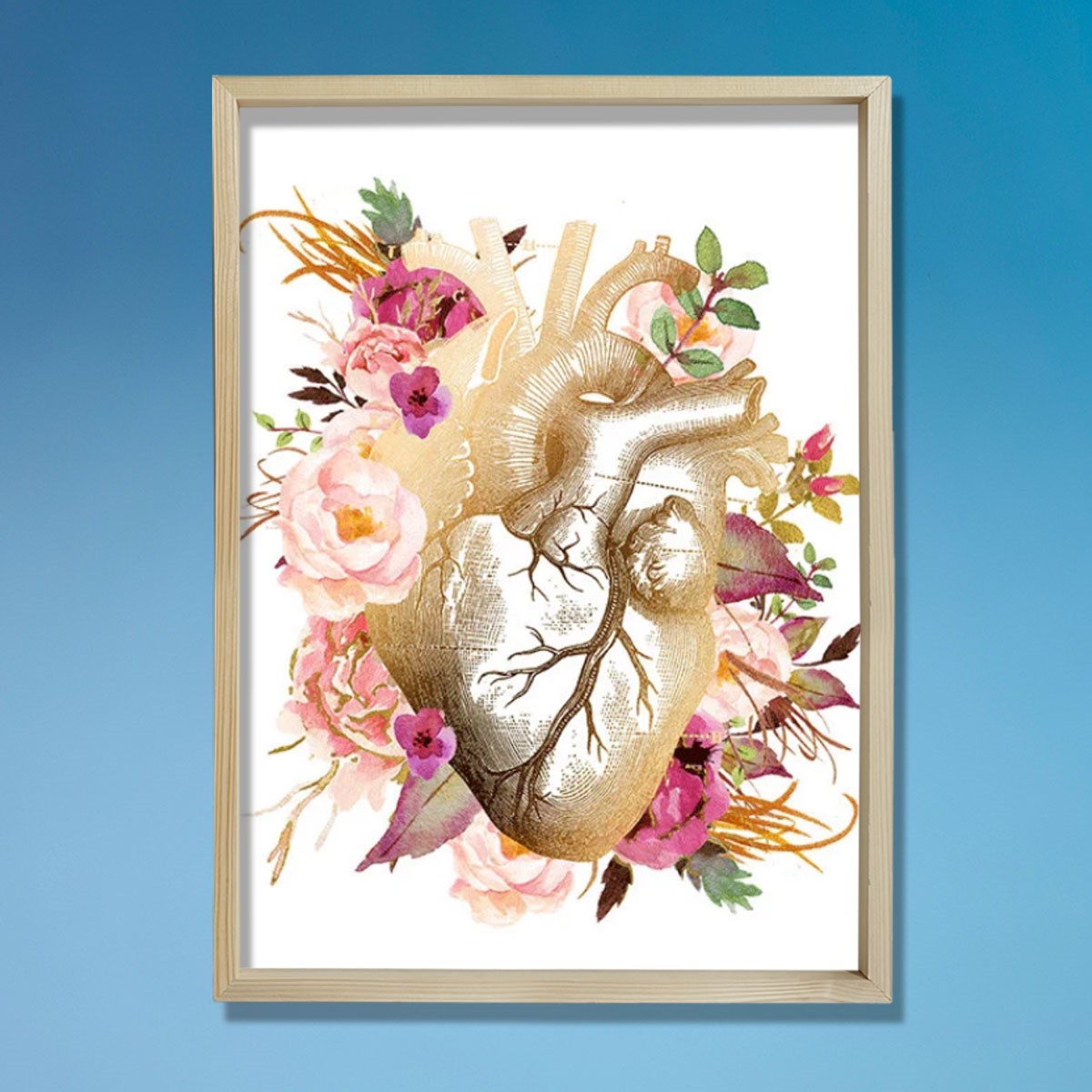 Anatomik Kalp Sanatsal Baskı, Kardiyolog Hediyesi, Doktor Ofisi Duvar Tablosu