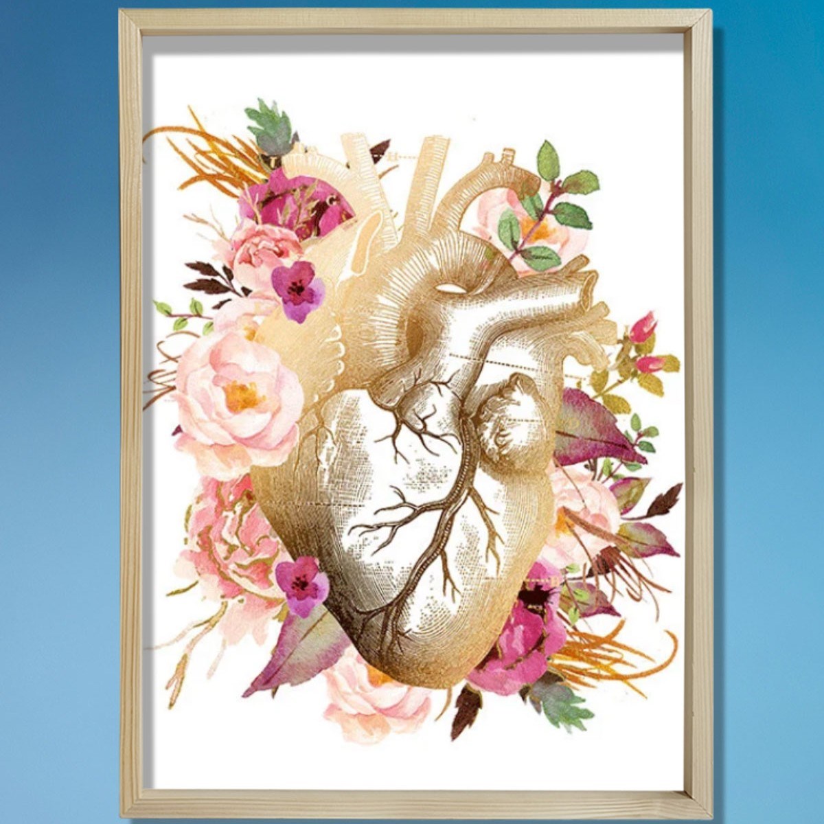 Anatomik Kalp Sanatsal Baskı, Kardiyolog Hediyesi, Doktor Ofisi Duvar Tablosu