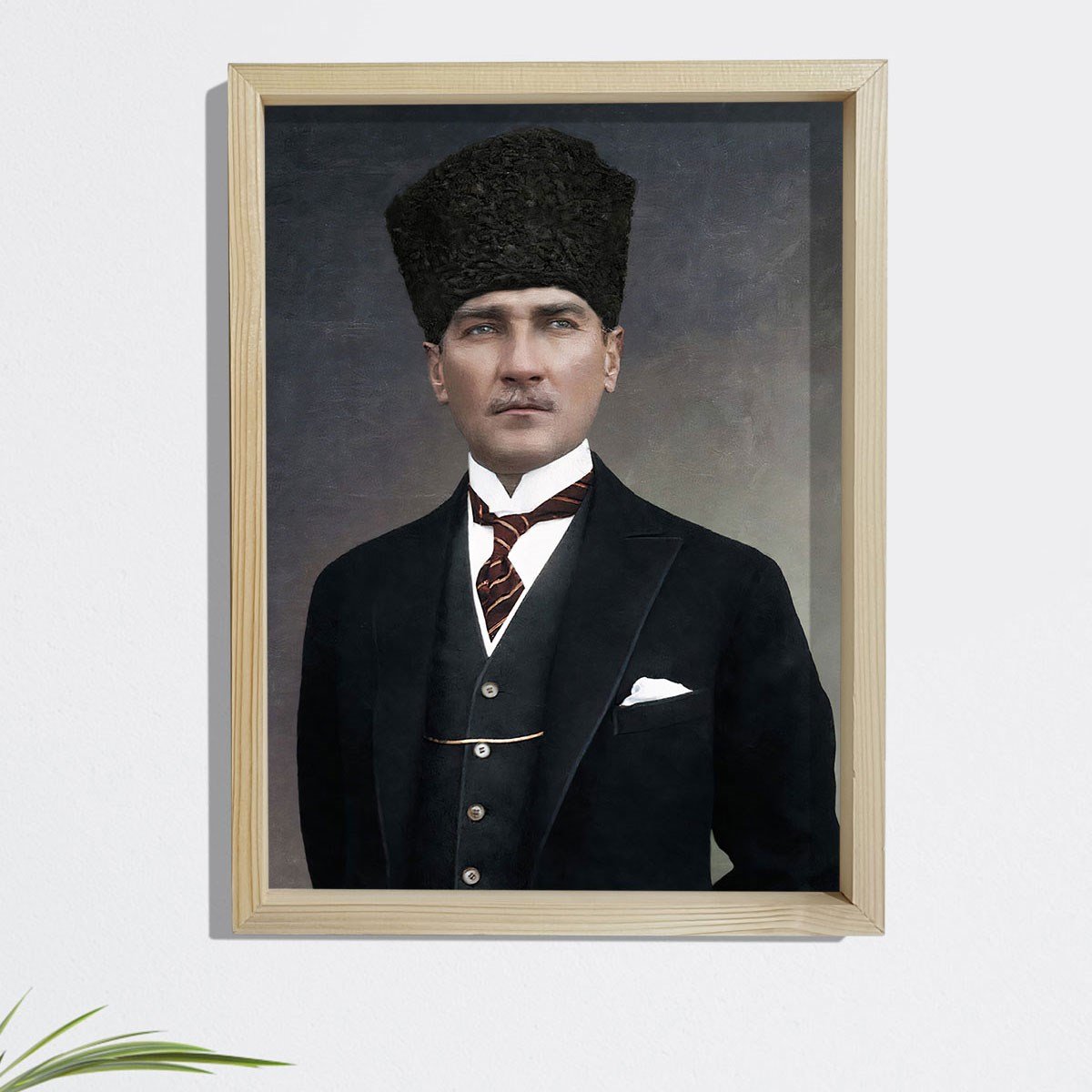 Dekor Loft Çam Ağacı Çerçeveli Atatürk Tablo 33x44 cm