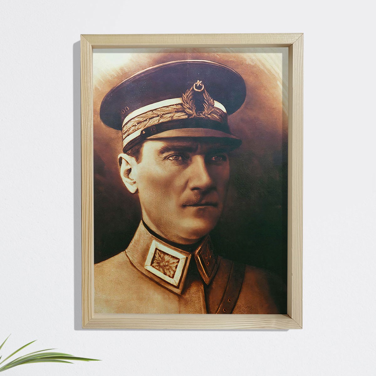 Dekor Loft Çam Ağacı Çerçeveli Atatürk Tablo 33x44 cm