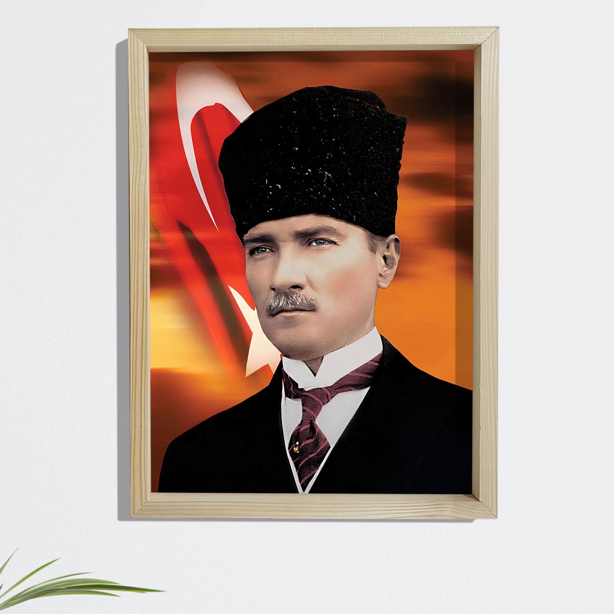 Dekor Loft Çam Ağacı Çerçeveli Atatürk Tablo 33x44 cm