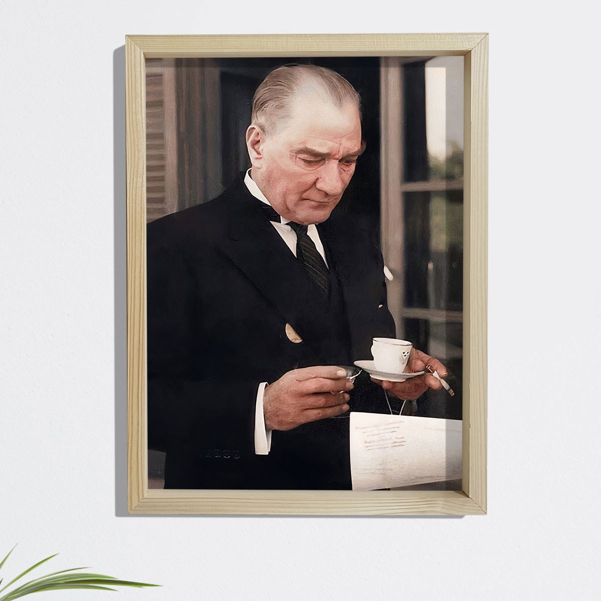 Dekor Loft Çam Ağacı Çerçeveli Atatürk Tablo 33x44 cm