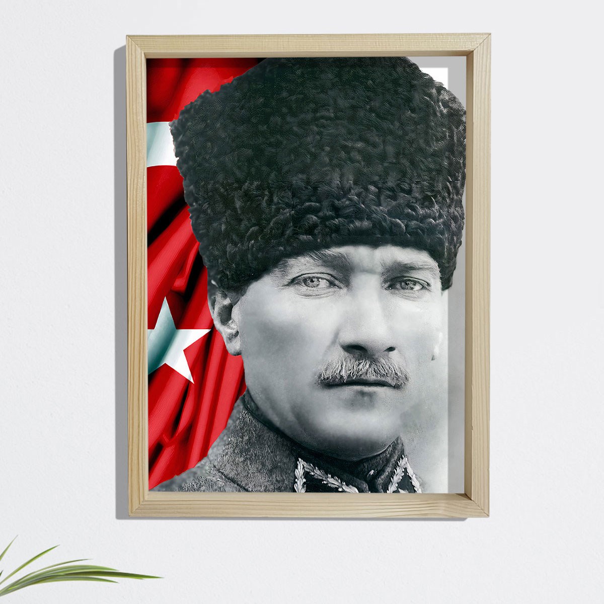 Dekor Loft Çam Ağacı Çerçeveli Atatürk Tablo 33x44 cm