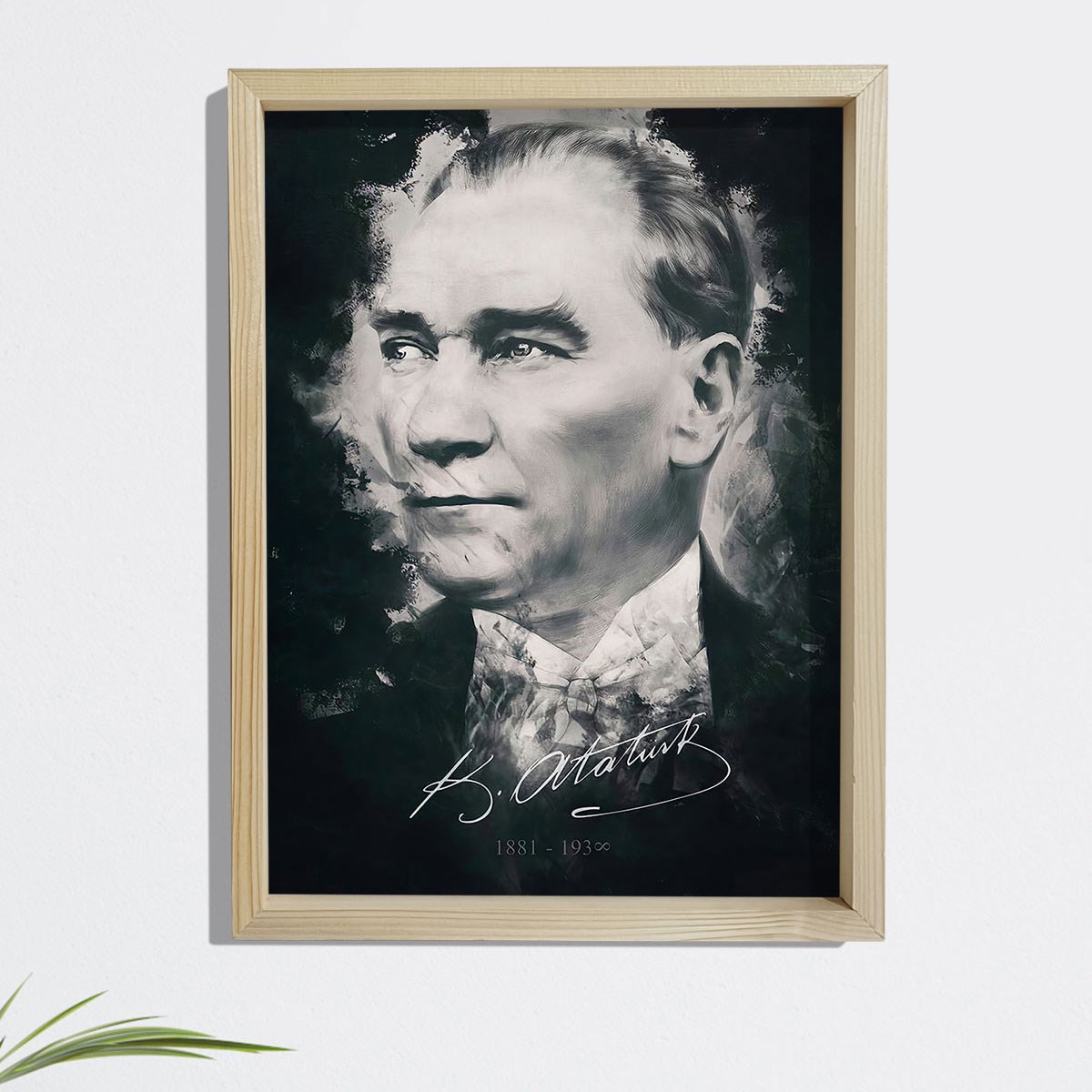 Dekor Loft Çam Ağacı Çerçeveli Atatürk Tablo 33x44 cm