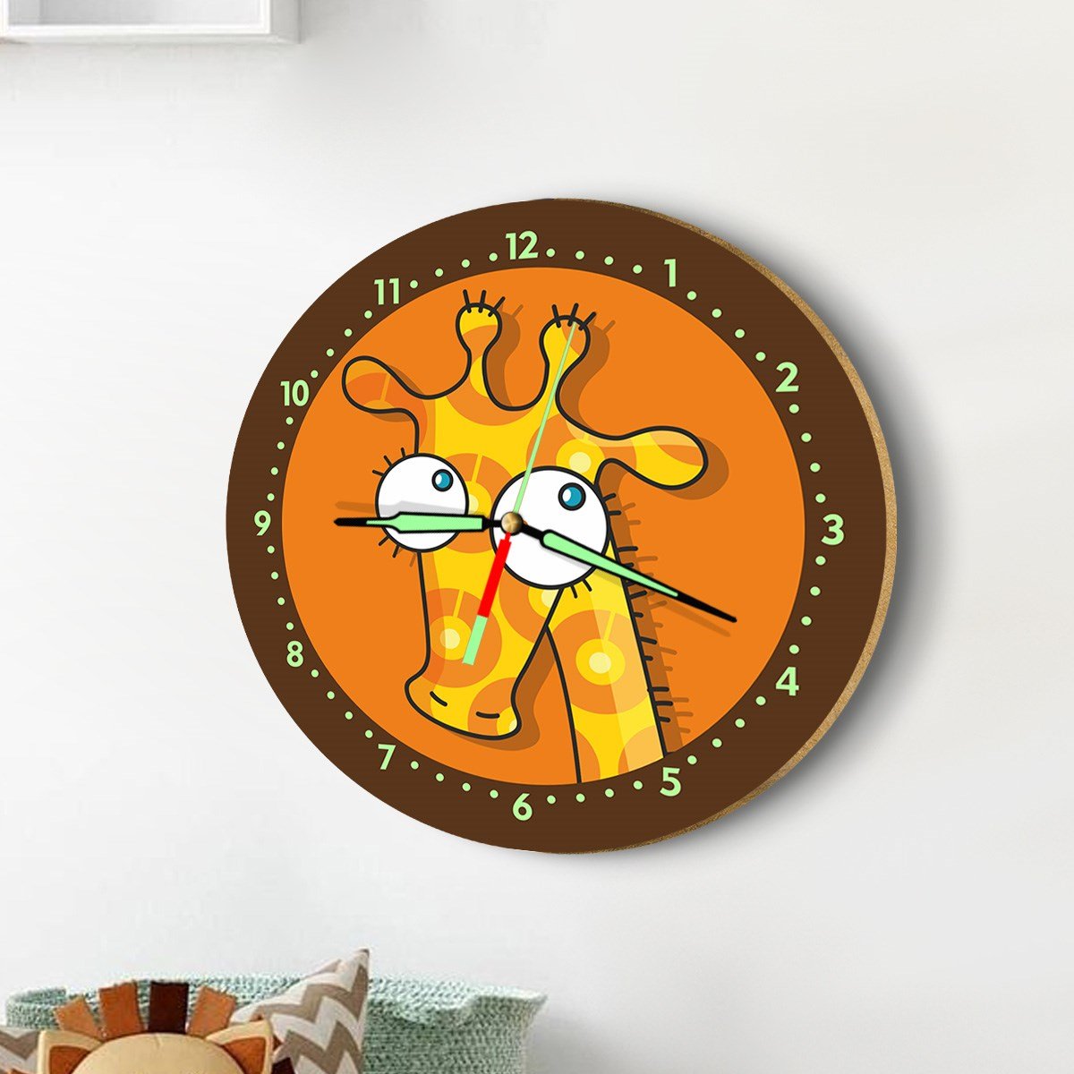 Dekor Loft Fosforlu Gece Parlayan Çocuk Odası Duvar Saati Zürafa