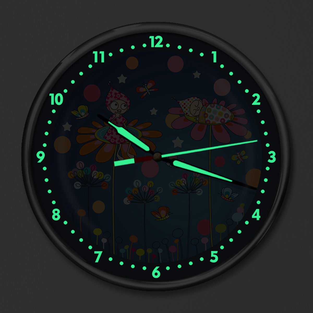 Dekor Loft Kırılmaz Cam Fosforlu Gece Parlayan Premium Çocuk Odası Duvar Saati Ceren Bebek