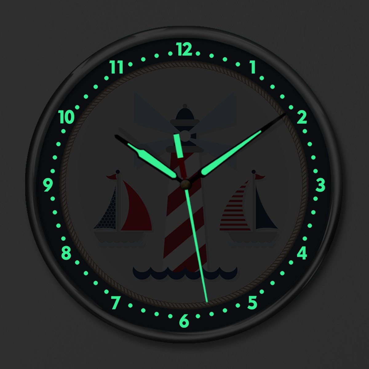 Dekor Loft Kırılmaz Cam Fosforlu Gece Parlayan Premium Çocuk Odası Duvar Saati Denizci