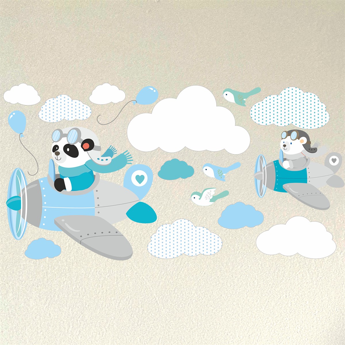 Dekor Loft Pilot Panda Çocuk Odası Sticker CS-871