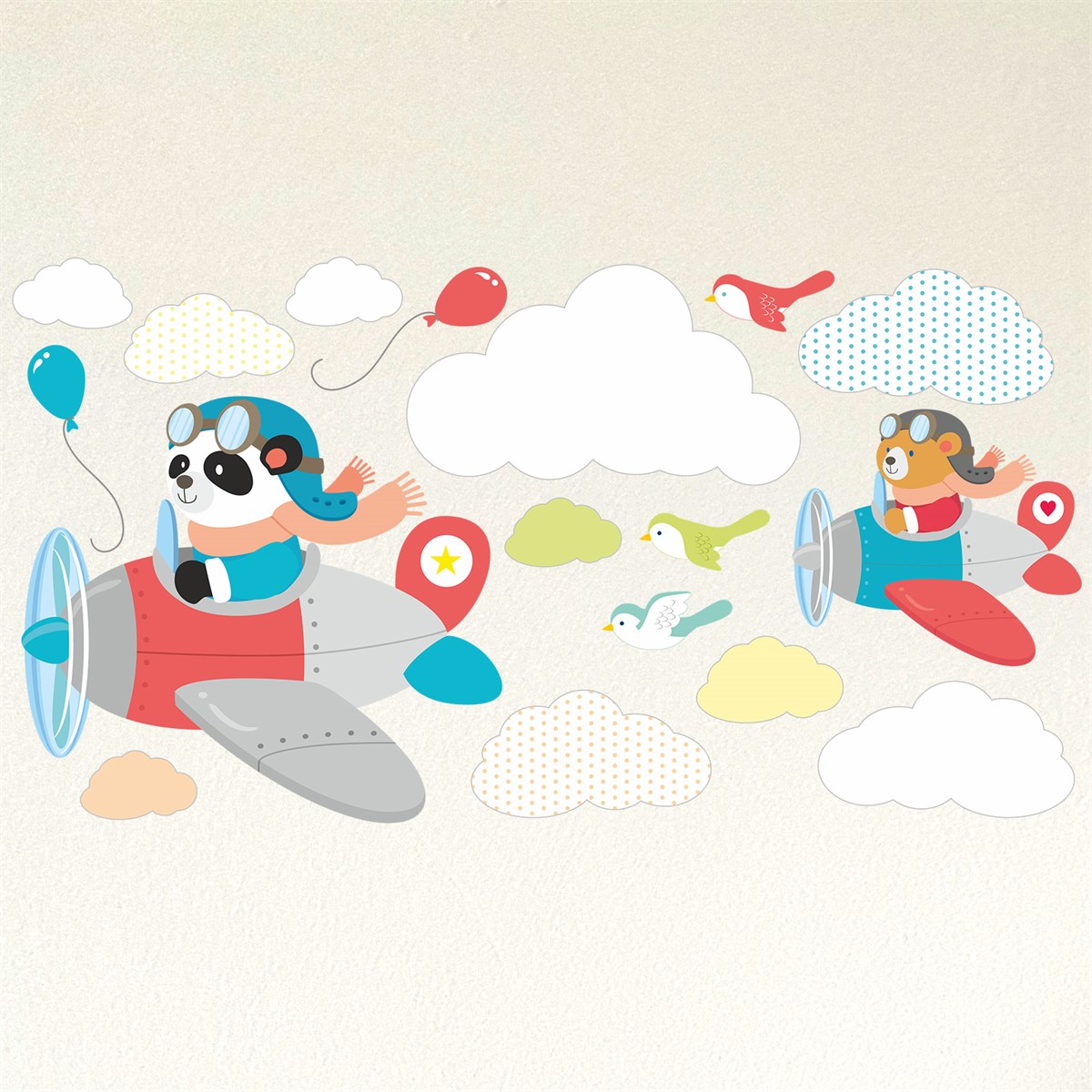 Dekor Loft Pilot Panda Çocuk Odası Sticker CS-871