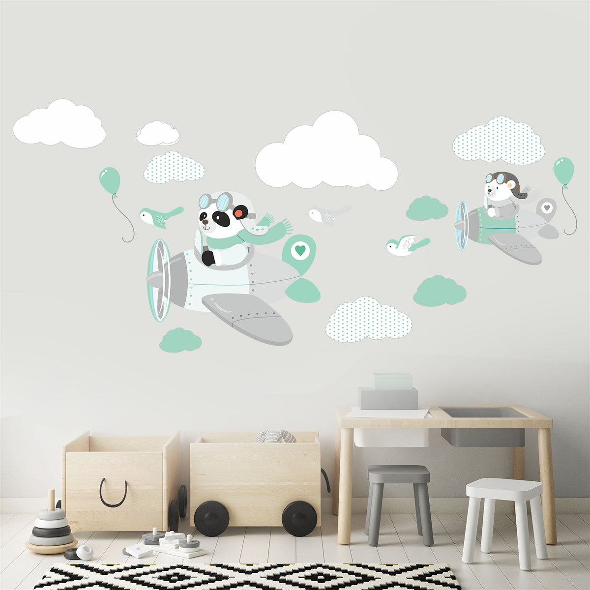 Dekor Loft Pilot Panda Çocuk Odası Sticker CS-871