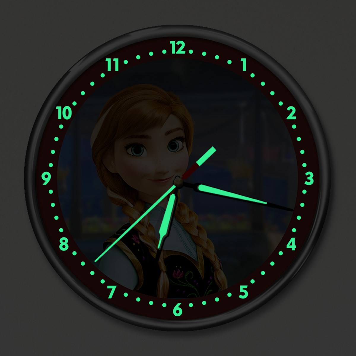 Dekor Loft Premium Gece Parlayan Anna Frozen  Çocuk Odası Duvar Saati