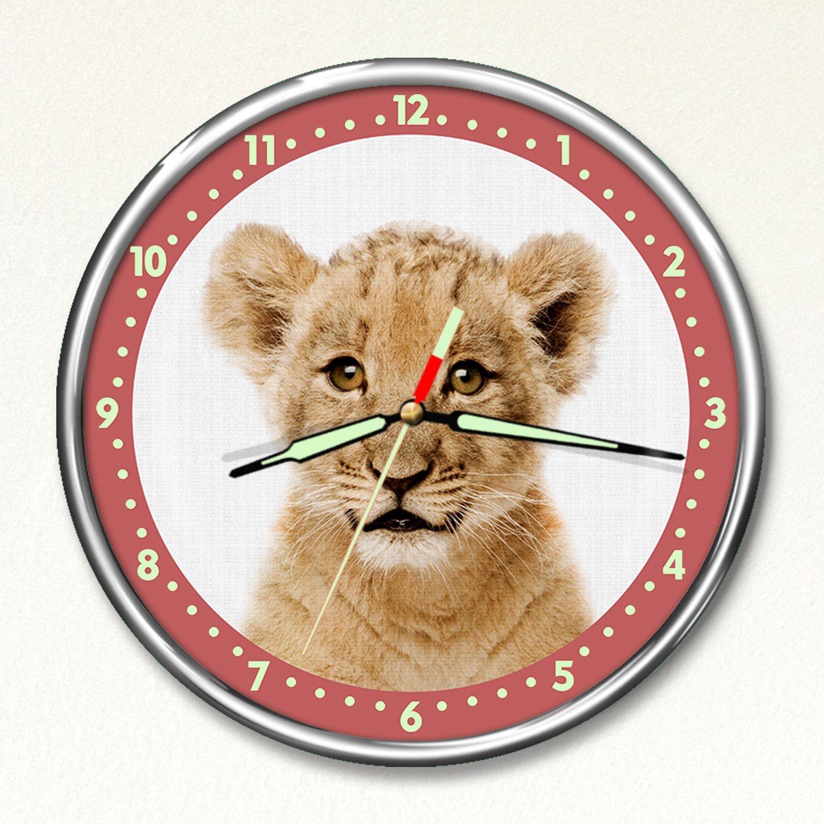 Dekor Loft Premium Gece Parlayan Aslan  Çocuk Odası Duvar Saati