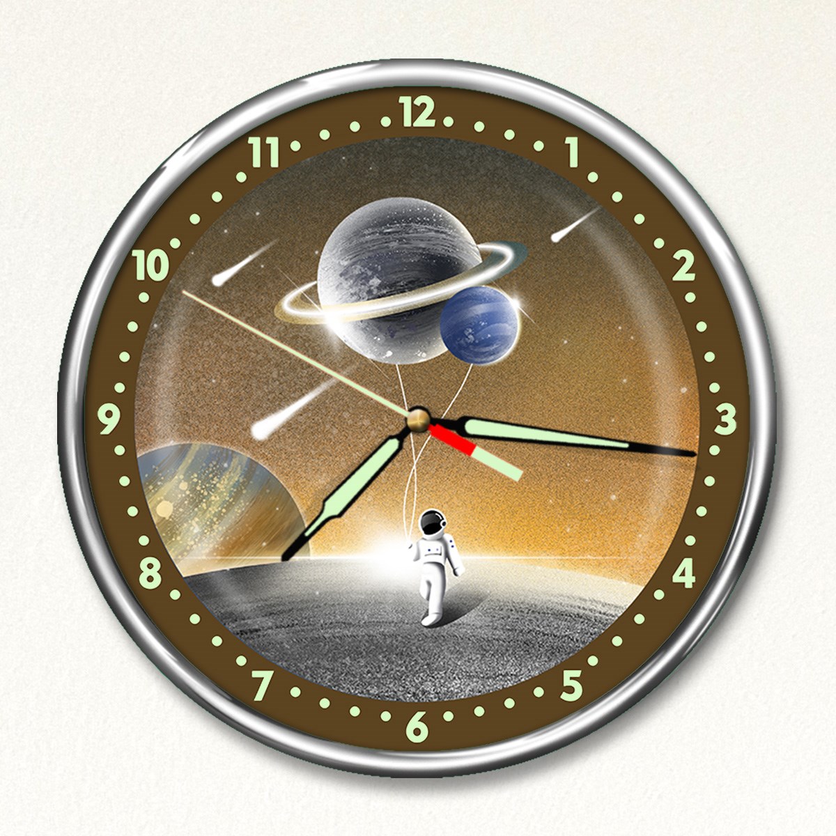 Dekor Loft Premium Gece Parlayan Astronot  Çocuk Odası Duvar Saati