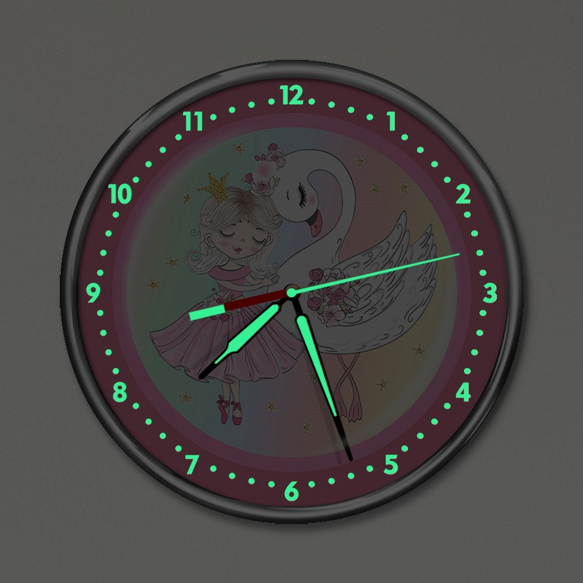 Dekor Loft Premium Gece Parlayan Balerin Çocuk Odası Duvar Saati PFS-1777