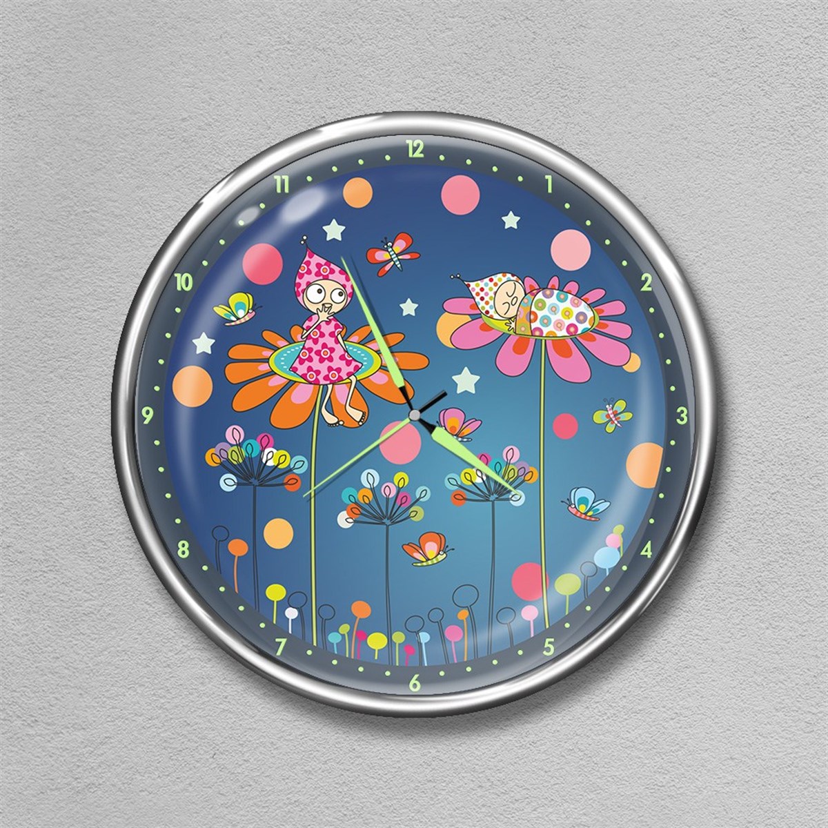 Dekor Loft Premium Gece Parlayan Çocuk Odası Duvar Saati  FS-1526