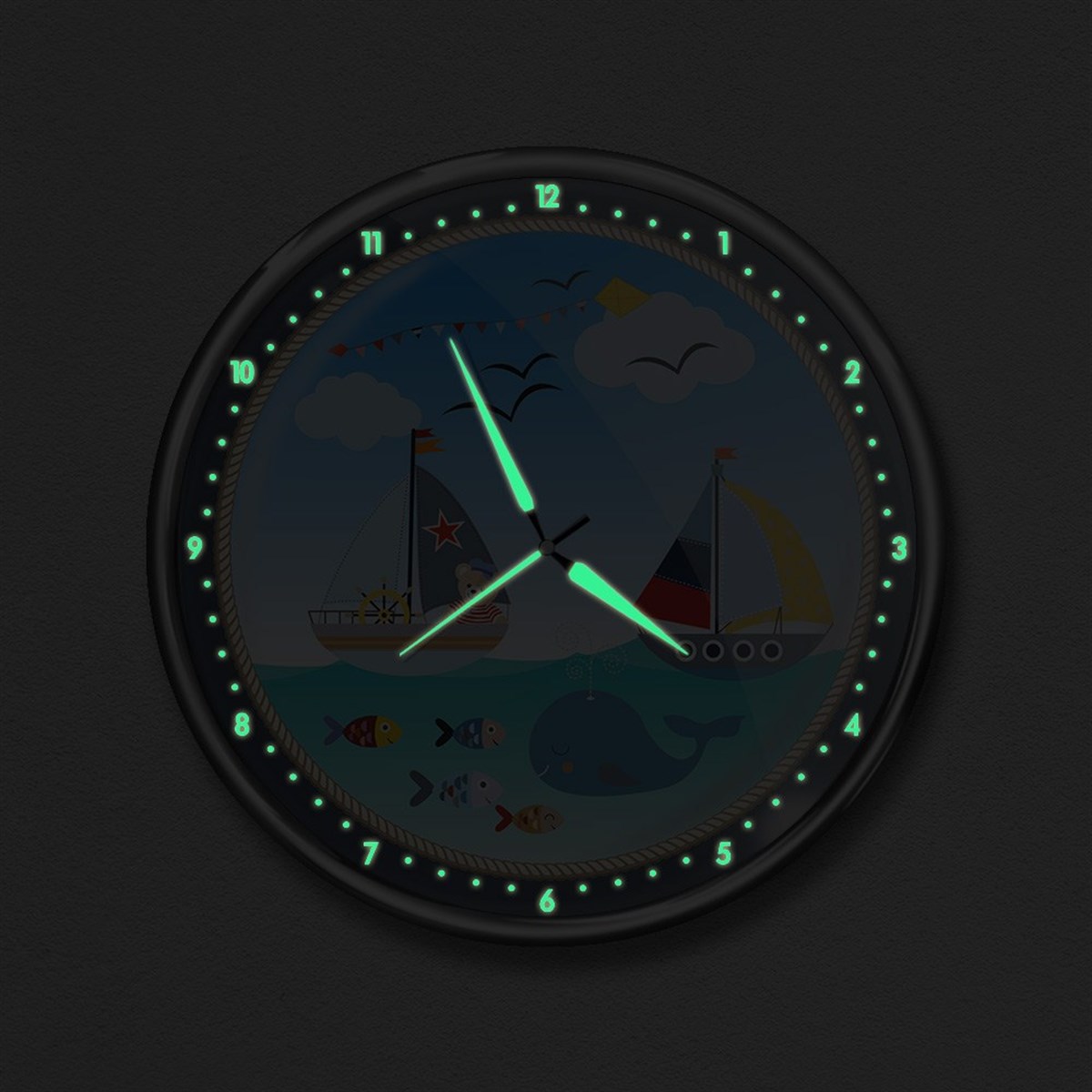 Dekor Loft Premium Gece Parlayan Çocuk Odası Duvar Saati  FS-1534