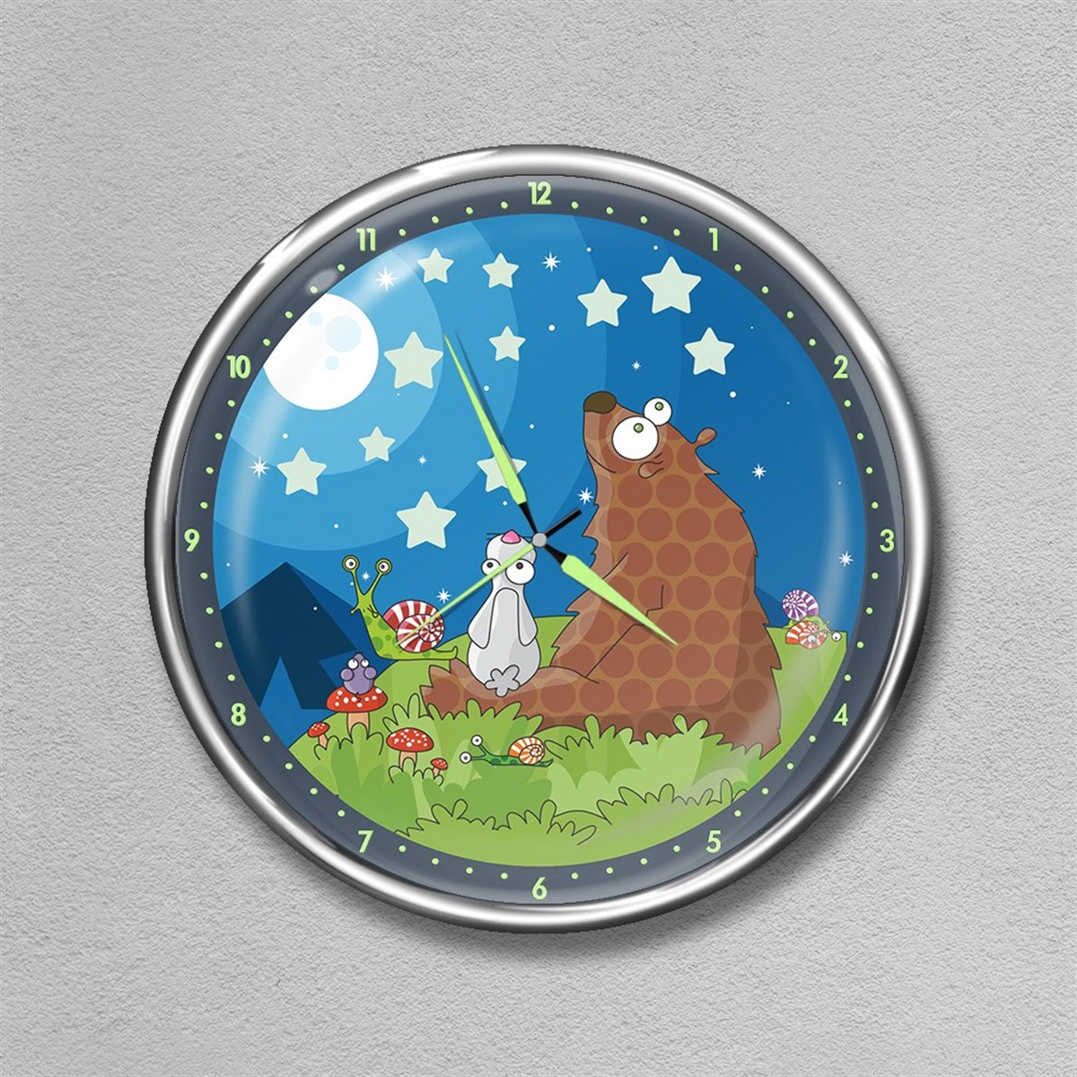 Dekor Loft Premium Gece Parlayan Çocuk Odası Duvar Saati  FS-1547