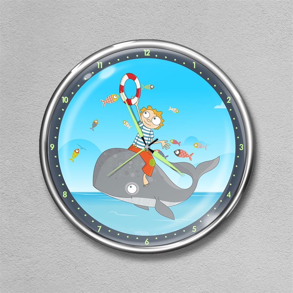 Dekor Loft Premium Gece Parlayan Çocuk Odası Duvar Saati  FS-1528