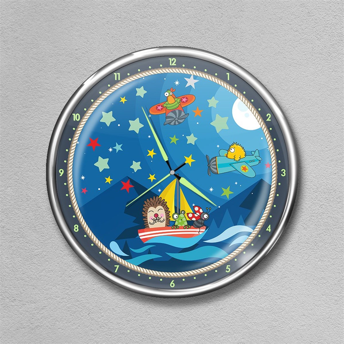 Dekor Loft Premium Gece Parlayan Çocuk Odası Duvar Saati  FS-1518