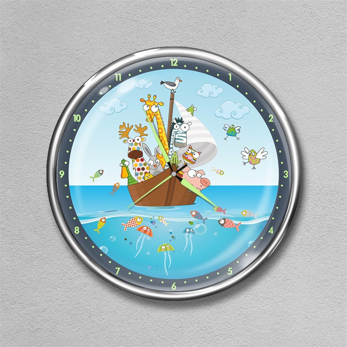 Dekor Loft Premium Gece Parlayan Çocuk Odası Duvar Saati  FS-1529